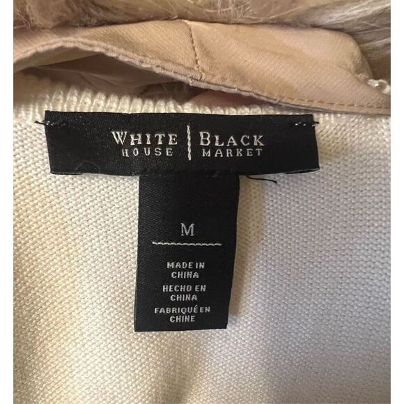 White House Black Market Fur Cover Up Cardigan Ecru SzM - Picture 8 of 9